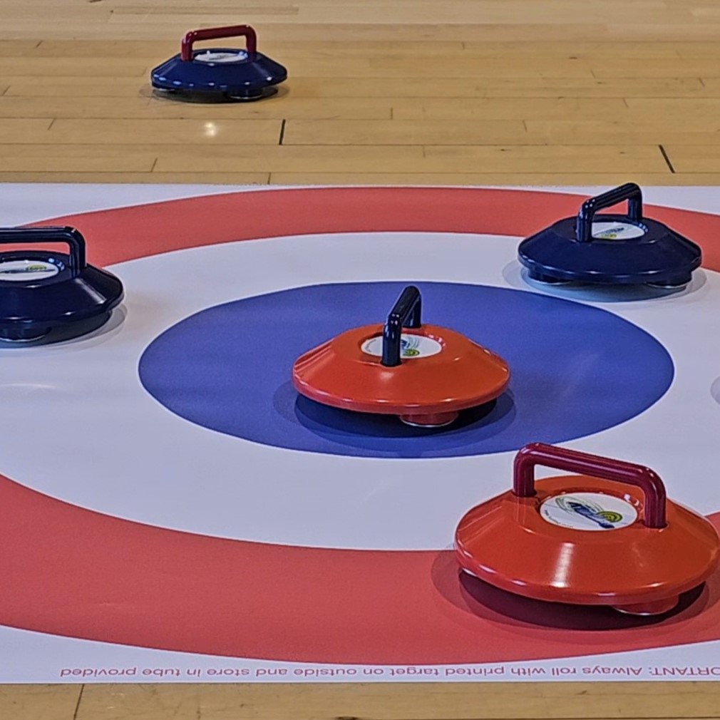 Floor Curling stones and target