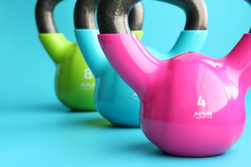 Hand weights from a fitness suite